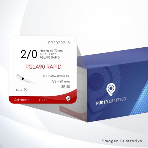 SR20292-B 2/0 Aguja 1/2 - 20 mm  AHUSADA REGULAR  SR-20 Hebra de 70 cm Tejidos que cicatrizan rápidamente C/12