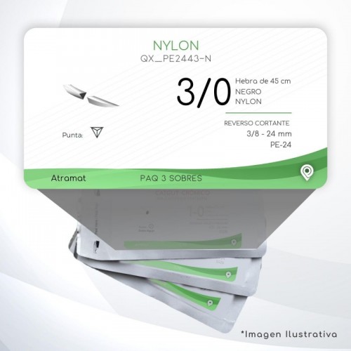 PE2443-N 3/0 Aguja 3/8 - 24