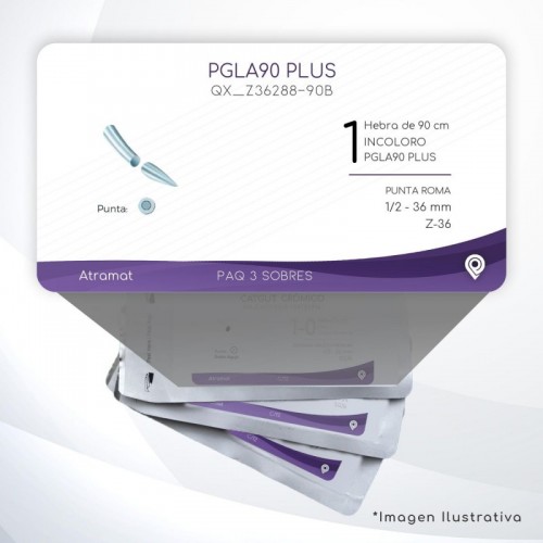 Z36288-90B 1 Aguja 1/2 - 36 mm  PUNTA ROMA Z-36 Hebra de 90 cm Cirugía General