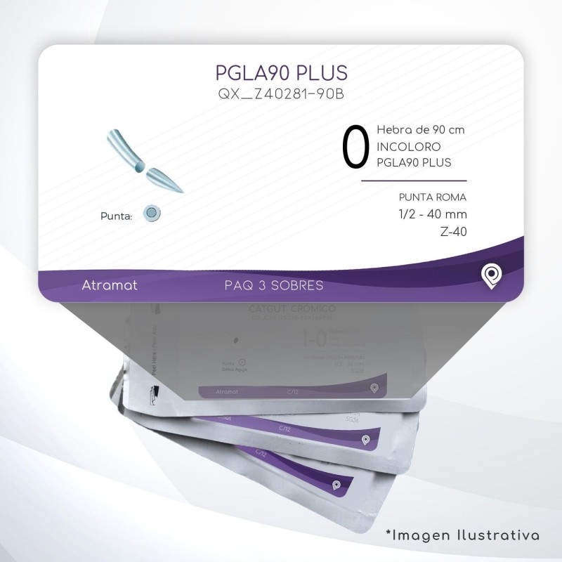 Z40281-90B 0 Aguja 1/2 - 40 mm  PUNTA ROMA Z-40 Hebra de 90 cm Cirugía General