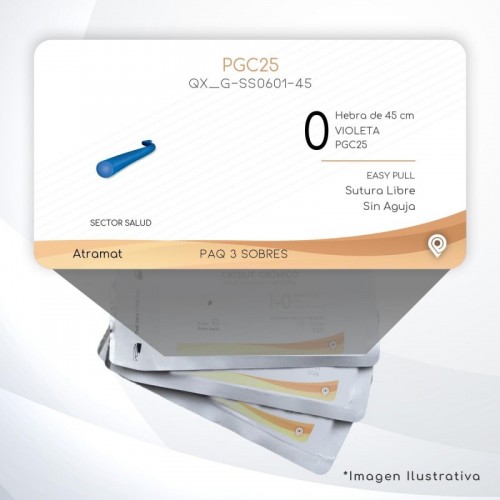 G-SS0601-45 0 Aguja   EASPULL  S/A Hebra de 45 cm Tejidos cicatrizan Medianamente C/3 piezas