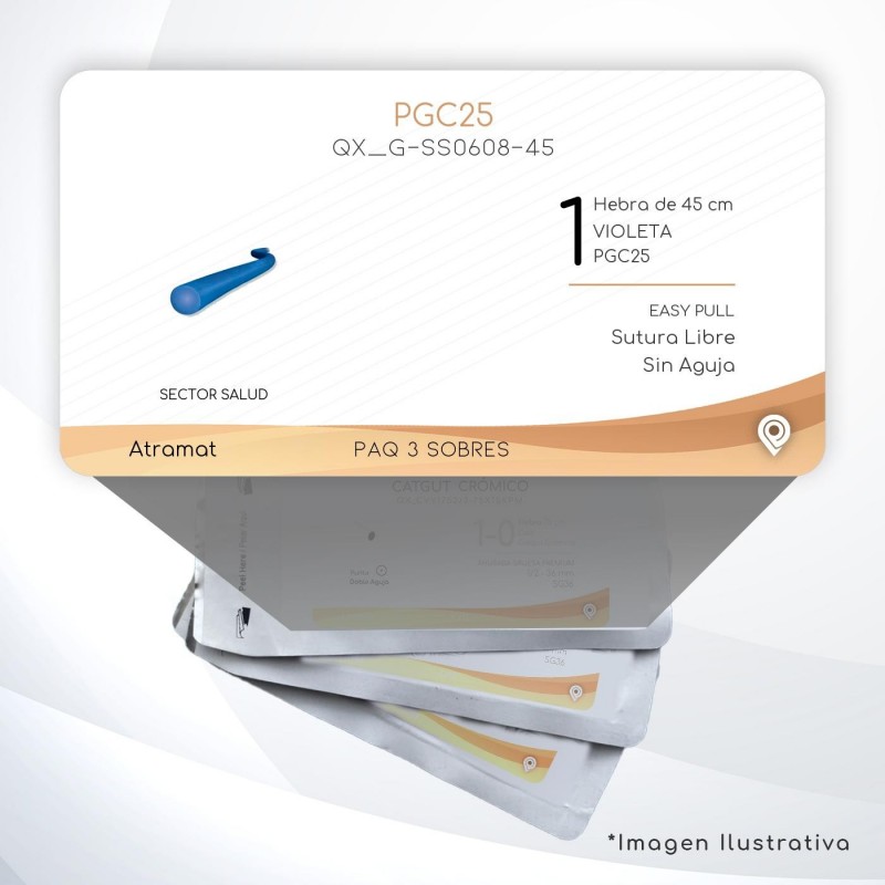 G-SS0608-45 1 Aguja   EASPULL  S/A Hebra de 45 cm Tejidos cicatrizan Medianamente C/3 piezas