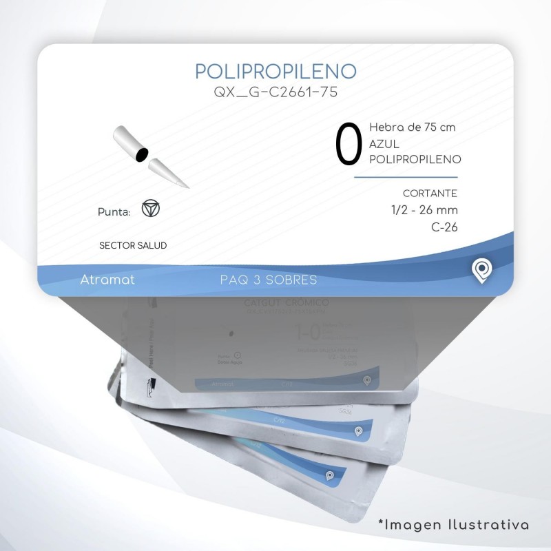 G-C2661-75 0 Aguja 1/2 - 26 mm  CORTANTE C-26 Hebra de 75 cm Cirugía Cardiovascular