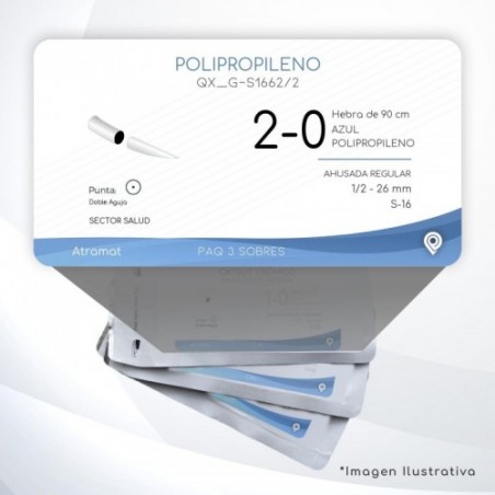 G-S1662/2 2-0 Aguja 1/2 - 26 mm Doble Aguja AHUSADA REGULAR S-16