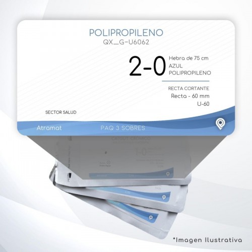 G-U6062 2-0 Aguja Recta - 60 mm  RECTA CORTANTE U-60 Hebra de 75 cm Cirugía Cardiovascular