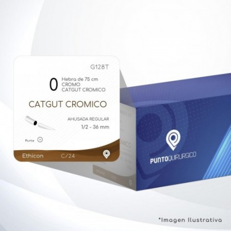 G128T 0 Aguja 1/2 - 36 mm  AHUSADA REGULAR SR-36 Hebra de 75 cm Cirugía General