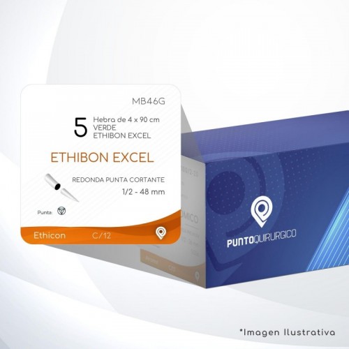 MB46G 5 Aguja 1/2 - 48 mm  REDONDA PUNTA CORTANTE GRUESA  KW-48 Hebra de 4 x 90 cm Cirugía Cardiovascular