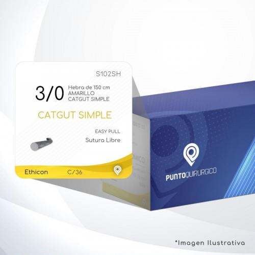 S102SH 3/0 Aguja   EASPULL  S/A Hebra de 150 cm Cirugía General C/12